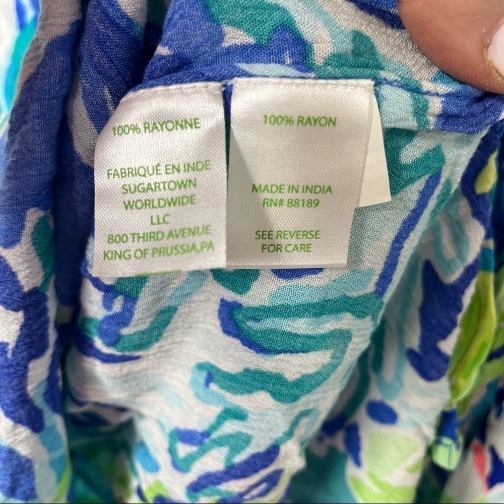 Lilly Pulitzer Lantana Beach Tunic Wade And Sea Print Size Small V Neck - Picture 6 of 7
